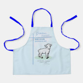 Kleinkind Doop Blauwe Lam Geschenk Met Naam Schort (Voorkant)