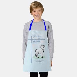 Kleinkind Doop Blauwe Lam Geschenk Met Naam Schort