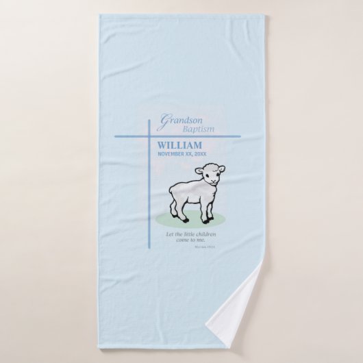 Kleinkind Doop Blauwe Lam Persoonlijk Badhanddoek (Badhanddoek)