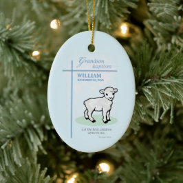 Kleinkind Doop Blauwe Lam Persoonlijk Keramisch Ornament