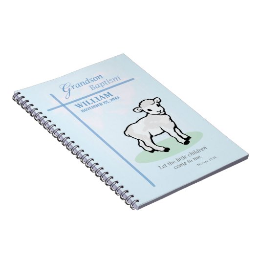 Kleinkind Doop Blauwe Lam Persoonlijk Notitieboek (Rechterzijde)