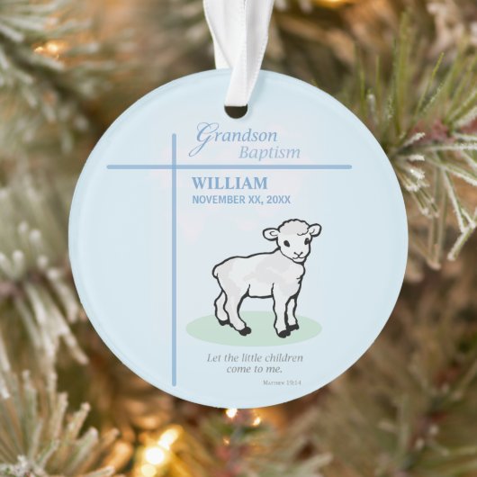 Kleinkind Doop Blauwe Lam Persoonlijk Ornament (Boom)