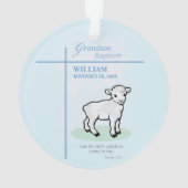 Kleinkind Doop Blauwe Lam Persoonlijk Ornament (achterkant)