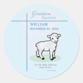 Kleinkind Doop Blauwe Lam Persoonlijk Ronde Sticker (Voorkant)