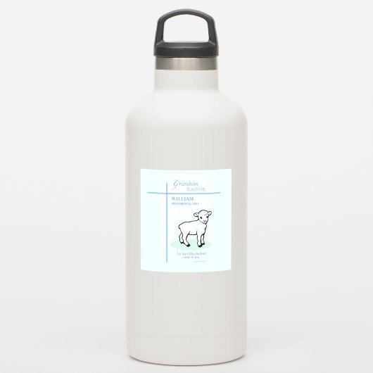 Kleinkind Doop Blauwe Lam Persoonlijk Sticker (Waterfles)