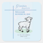 Kleinkind Doop Blauwe Lam Persoonlijk Vierkante Sticker (Voorkant)