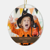 Kleinkind Halloween-foto naam datum Keramisch Ornament (Links)
