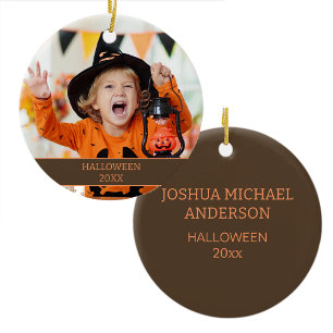Kleinkind Halloween-foto naam datum Keramisch Ornament