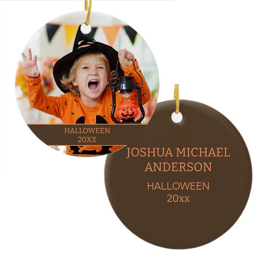 Kleinkind Halloween-foto naam datum Keramisch Ornament