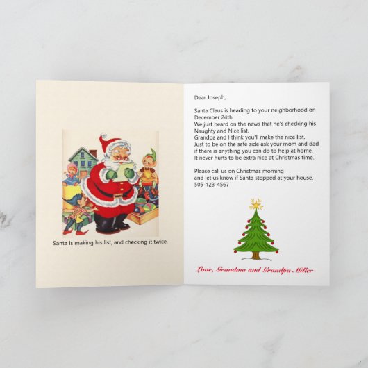 Kleinkind Jongen of Meisje Kerstmis Kaart Naam & D (Binnen)