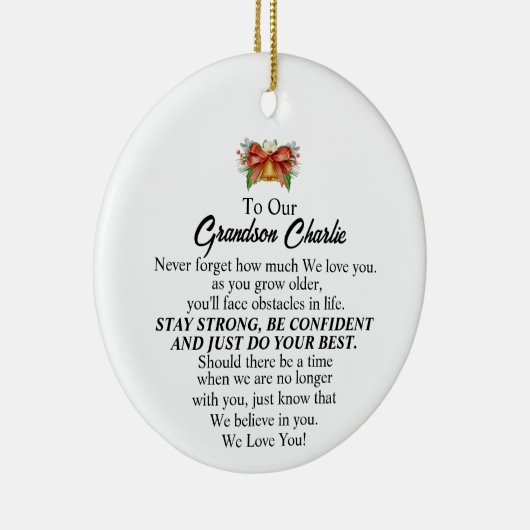 Kleinkind kerstcadeau van grootouders keramisch ornament (Rechts)