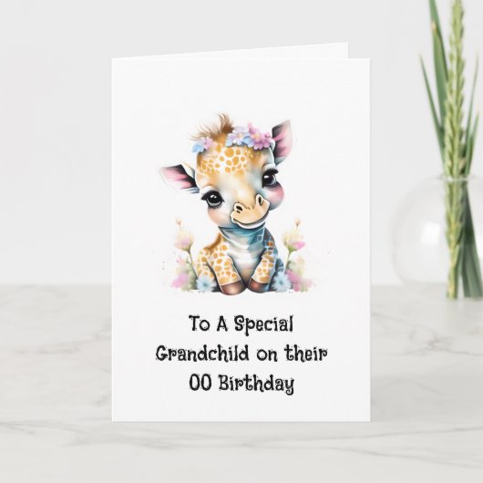 Kleinkind verjaardagsbericht giraffe safari oerwou kaart (Voorkant)