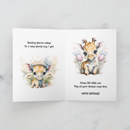 Kleinkind verjaardagsbericht giraffe safari oerwou kaart (Binnen)