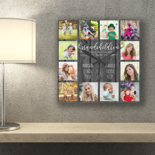 Kleinkinderen Citaat 12 Foto Grijs Hout Vierkante Klok