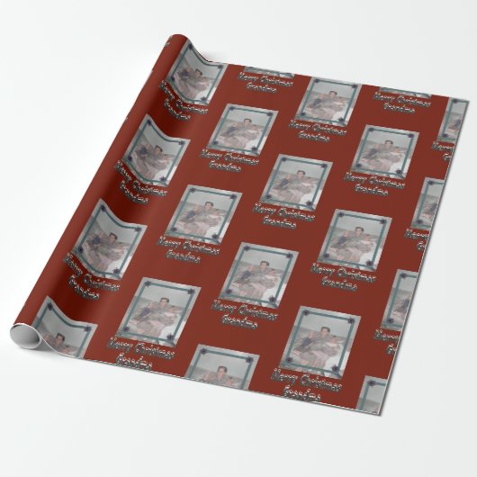 Kleinkinderen Foto Vrolijk Kerstfeest Oma Rood Cadeaupapier (Uitgerold)