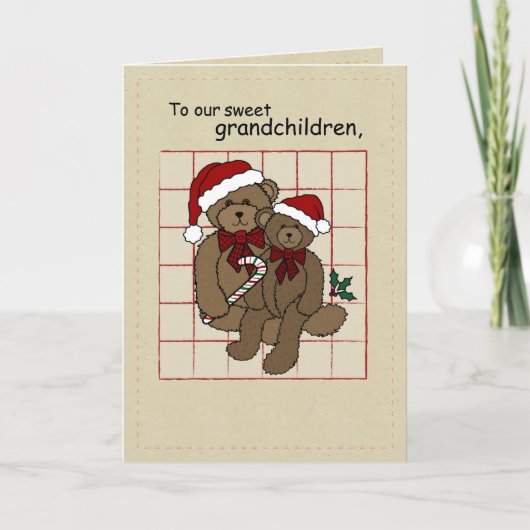 Kleinkinderen Kerstmis Land Teddy Bears Feestdagen Kaart (Voorkant)