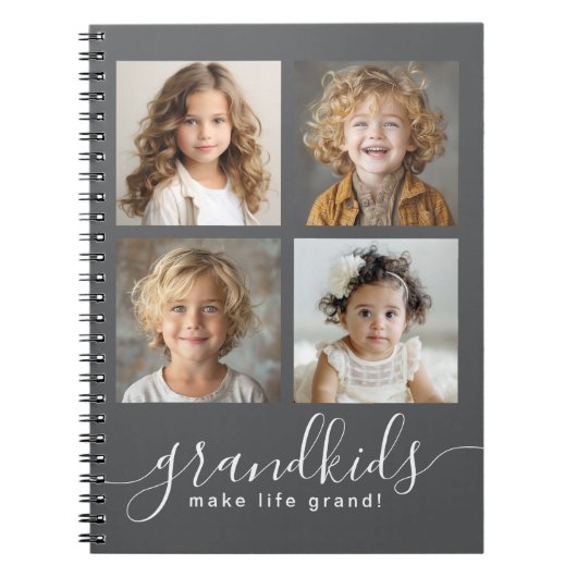 Kleinkinderen Maken Het Leven Grand 4 Foto Collage Notitieboek (Voorkant)