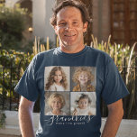 Kleinkinderen maken het leven Grand 4 Photo Collag T-shirt<br><div class="desc">Een attent cadeau voor grootouders, dit aangepaste tshirt ontwerp is voorzien van een 4-foto sjabloon te personaliseren met foto's van de kleinkinderen. Een combinatie van een modern handgeschreven script gecombineerd met een modern schreefloos lettertype spellen uit "Grandkids make life grand!" Creëer blijvende herinneringen met dit stijlvolle ontwerp dat een geweldig...</div>