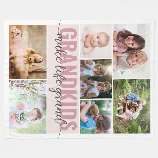 Kleinkinderen maken het leven Grand 7 fotocollage Fleece Deken (Voorkant (Horizontaal))