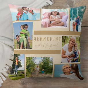 Kleinkinderen maken het leven grand 8 foto collage kussen