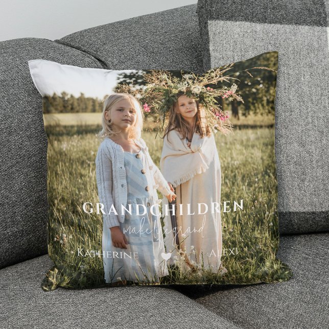Kleinkinderen maken het leven Grand Black & White  Kussen (Grandchildren Make Life Grand Black & White Plaid Throw Pillow
)