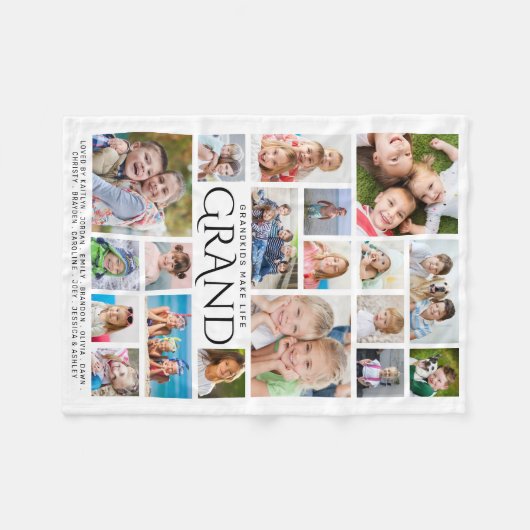 KLEINKINDEREN MAKEN HET LEVEN GRAND Grandma 19 Fot Fleece Deken (Voorkant (Horizontaal))