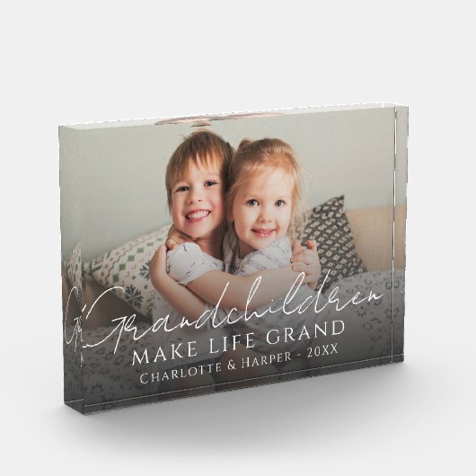 Kleinkinderen maken het leven Grand Quote Keepsake Fotoblokken (Links)