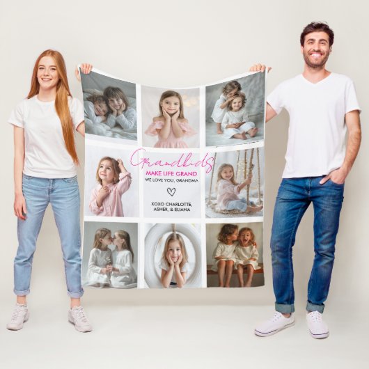 Kleinkinderen Maken Het Leven Grootmoeder 8-Foto C Fleece Deken (In situ)