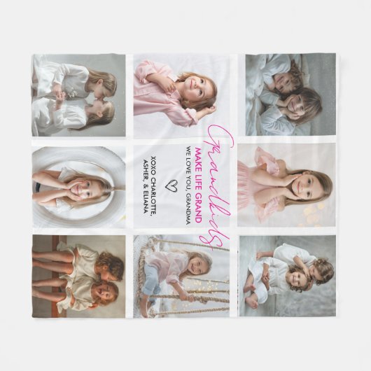 Kleinkinderen Maken Het Leven Grootmoeder 8-Foto C Fleece Deken (Voorkant (Horizontaal))