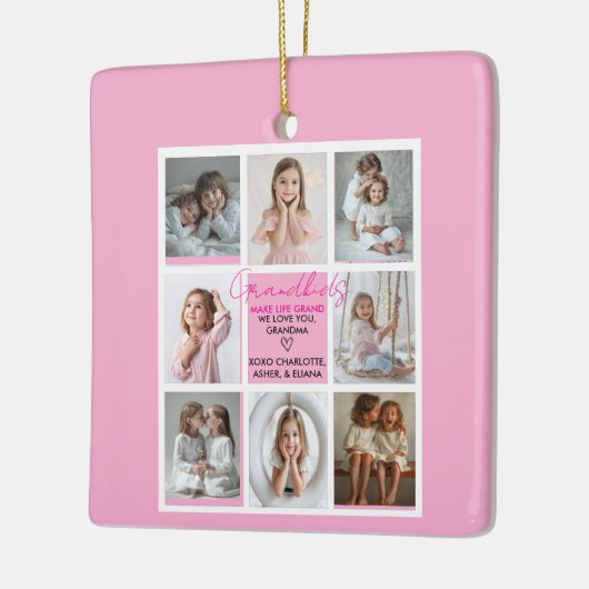 Kleinkinderen Maken Het Leven Grootmoeder 8-Foto C Keramisch Ornament (Links)