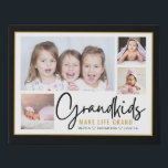 Kleinkinderen maken het leven Grootouders 4 Foto Imitatie Canvas Print<br><div class="desc">Een modern fotocollage cadeau voor grootouders met een sentimenteel citaat: "Grootkinderen maken het leven groots".Personaliseer je met 4 afbeeldingen en kleinkinderen namen om er een gedenkwaardig geschenk van te maken voor moederdag,  grootouders's dag,  kerst en verjaardag..</div>