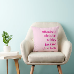 Kleinkinderen Namen Hot Pink Modern Trendy Gift Kussen