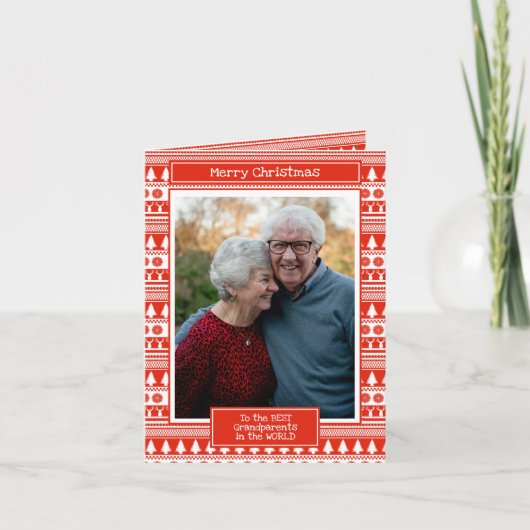 Kleinkinderen Opa Oma Foto Prettig Kerstfeest Kaart (Voorkant)