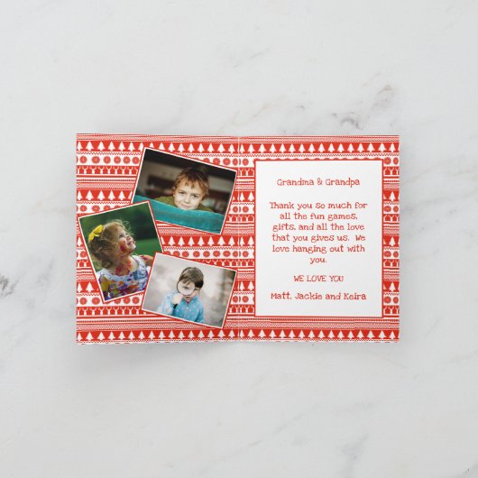 Kleinkinderen Opa Oma Foto Prettig Kerstmis Kaart (Binnen)