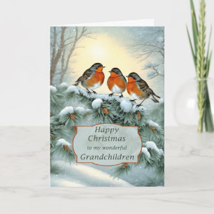 Kleinkinderen Robins Happy Christmas Feestdagen Kaart