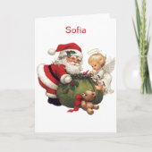 Kleinkind's Naam Sinterklaas Kerstmis Feestdagen Kaart (Voorkant)