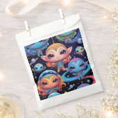 Kleinkleurige aliens in de ruimte bedankzakje (Geknipt)