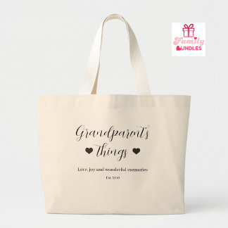 Kleinouders Dingen Liefde Vreugde Herinneringen Grote Tote Bag