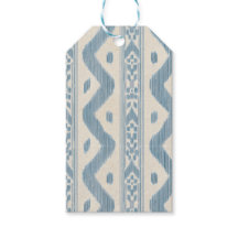 Kleinschalige blauwe Ikat op Crème
