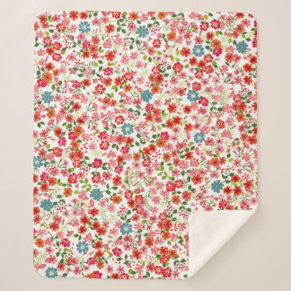 Kleinschalige bloemen, calico stijl naadloze achte sherpa deken