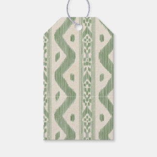 Kleinschalige groene Ikat op Crème Cadeaulabel