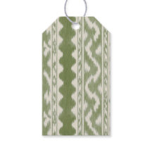 Kleinschalige mosgroene Ikat op Crème
