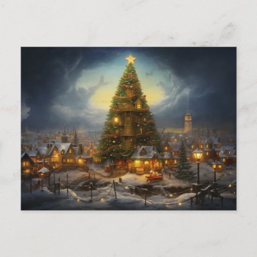 Kleinstadt-Weihnachtswunder mit Großem Baum Briefkaart (Voorkant)