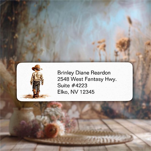 Kleinste Cowboy Retouradreslabel Etiket