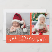 Kleinste Noel Retro Rode Vakantie Geboorteaankondi Feestdagenkaart (Voorkant)