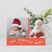 Kleinste Noel Retro Rode Vakantie Geboorteaankondi Feestdagenkaart (Staand voorkant)