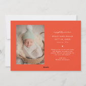 Kleinste Noel Retro Rode Vakantie Geboorteaankondi Feestdagenkaart (Achterkant)