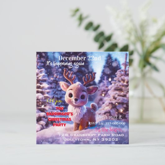 Kleinste rendier jaarlijkse feestdag kerstfeest kaart (Staand voorkant)