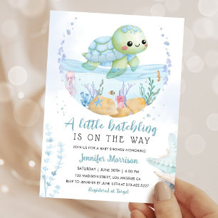 Kleintje Baby Shower Zeeschildpad Mooie Waterverf  Kaart