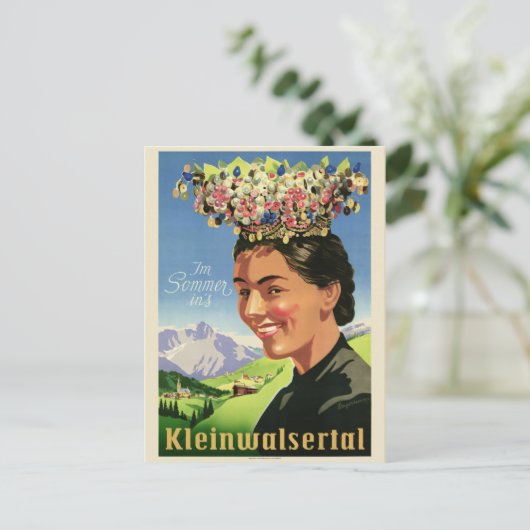 Kleinwalsertal Austria Vintage Poster Briefkaart (Staand voorkant)